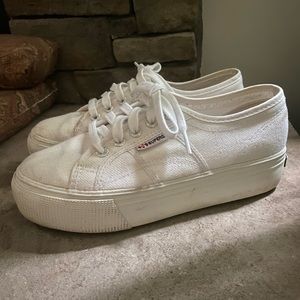 Superga white platform sneakers